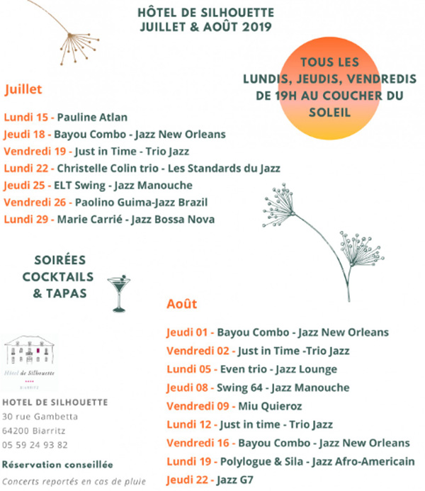 Hôtel de Silhouette-apéro-jazz in the garden-biarritz