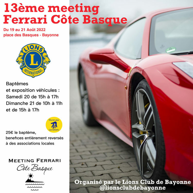 sortie pays basque week-end 20 aout ferrari lions club